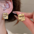 Light Luxury Metallic Wrinkle Acrylic Oval Square Geometric Drop Earrings view 4