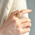 Exotic Light Luxury Cross Line Open Ring For Women, Trendy Temperament Statement Finger Jewelry view 3