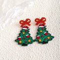 Glitter Acrylic Bow Christmas Tree Dangle Stud Earrings For Women Cute Holiday Statement Earrings view 2