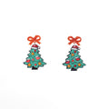 Glitter Acrylic Bow Christmas Tree Dangle Stud Earrings For Women Cute Holiday Statement Earrings view 5
