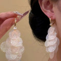 Copper Zircon Round Sequin Tassel C-Shaped Drop Earrings Beach Vacation Geometric Style view 1