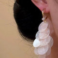 Copper Zircon Round Sequin Tassel C-Shaped Drop Earrings Beach Vacation Geometric Style view 3