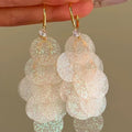 Copper Zircon Round Sequin Tassel C-Shaped Drop Earrings Beach Vacation Geometric Style view 2