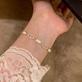 Cat Eye Stone Bangle With Zircon Oval Pig Nose Pendant, Elegant Court Style Geometric Jewelry view 2
