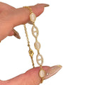 Cat Eye Stone Bangle With Zircon Oval Pig Nose Pendant, Elegant Court Style Geometric Jewelry view 5