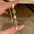 Cat Eye Stone Bangle With Zircon Oval Pig Nose Pendant, Elegant Court Style Geometric Jewelry view 1
