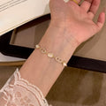 Cat Eye Stone Bangle With Zircon Oval Pig Nose Pendant, Elegant Court Style Geometric Jewelry view 4