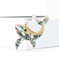 Alloy Rhinestone Shell Whale Brooch Pin For Fashion Apparel view 2