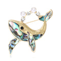 Alloy Rhinestone Shell Whale Brooch Pin For Fashion Apparel view 1