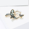 Alloy Rhinestone Shell Whale Brooch Pin For Fashion Apparel view 3