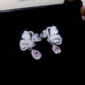 Light Luxury Copper Zircon Butterfly Hollow Teardrop Drop Earrings For Women view 3