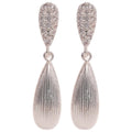 Copper Zircon Brushed Teardrop Stud Drop Earrings Light Luxury Geometric Jewelry For Women view 5