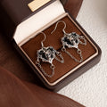 Vintage Black Enamel Skull Heart Alloy Chain Tassel Halloween Gothic Statement Drop Earrings view 4