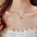 Zircon Hollow Flower Rattle Drum Pendant Copper Necklace For Women Light Luxury Collarbone Style view 4