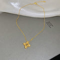 Zircon Hollow Flower Rattle Drum Pendant Copper Necklace For Women Light Luxury Collarbone Style view 3