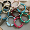 Acrylic Geometric Round Spliced Bangle, European American Minimalist Fashion Jewelry view 3