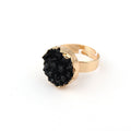 Gold Tone Round Crystal Cluster Adjustable Rings in Six Color Options view 3