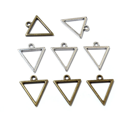 Alloy Hollow Triangle Pendant Charm For DIY Jewelry Accessories Necklace Bracelet 18x16mm