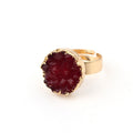 Gold Tone Round Crystal Cluster Adjustable Rings in Six Color Options view 10