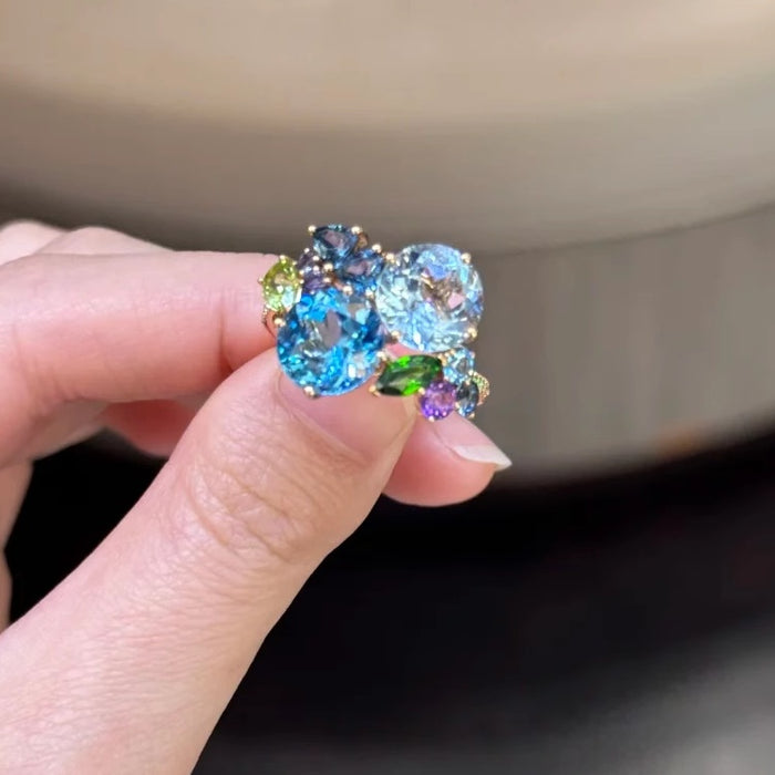 Zircon Geometric Hollow Open Ring Fashion Jewelry For Women