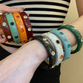 Colorful Rhinestone Acrylic Bangle European American Light Luxury Round Bracelet view 3
