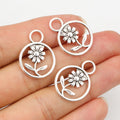 Alloy Daisy Flower Pendant Charm DIY Jewelry Findings For Necklace Bracelet Making 23x17mm 1.2g view 1