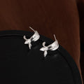 Elegant Silver Tone Alloy Rabbit Ear Bow Stud Earrings For Women, Minimalist Dainty Fashion Earrings view 3