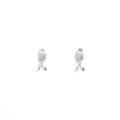 Elegant Silver Tone Alloy Rabbit Ear Bow Stud Earrings For Women, Minimalist Dainty Fashion Earrings view 5