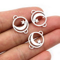 Alloy Double Dangle Star Moon Charm Pendant For DIY Jewelry Necklace Bracelet 20x15mm 1g view 1