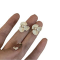 Faux Pearl Floral Stud Earrings With Silver Pin, Sweet Vacation Style Painted Flower Jewelry view 5