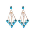 Light Luxury Copper Zircon Teardrop Tassel Drop Earrings With Silver Pins view 5