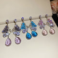 Light Luxury Copper Zircon Butterfly Hollow Teardrop Pendant Drop Earrings For Women view 3
