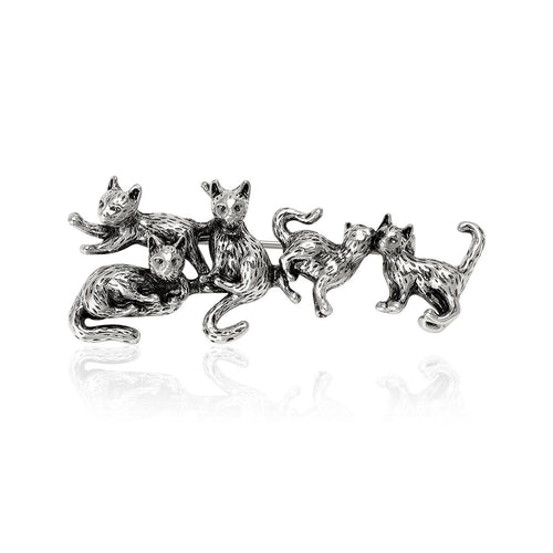 Vintage Alloy Five Cats Brooch For Suits Shirts And Lapels