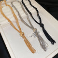Light Luxury Metal Multilayer Chain Round Ball Pendant Tassel Sweater Necklace view 4