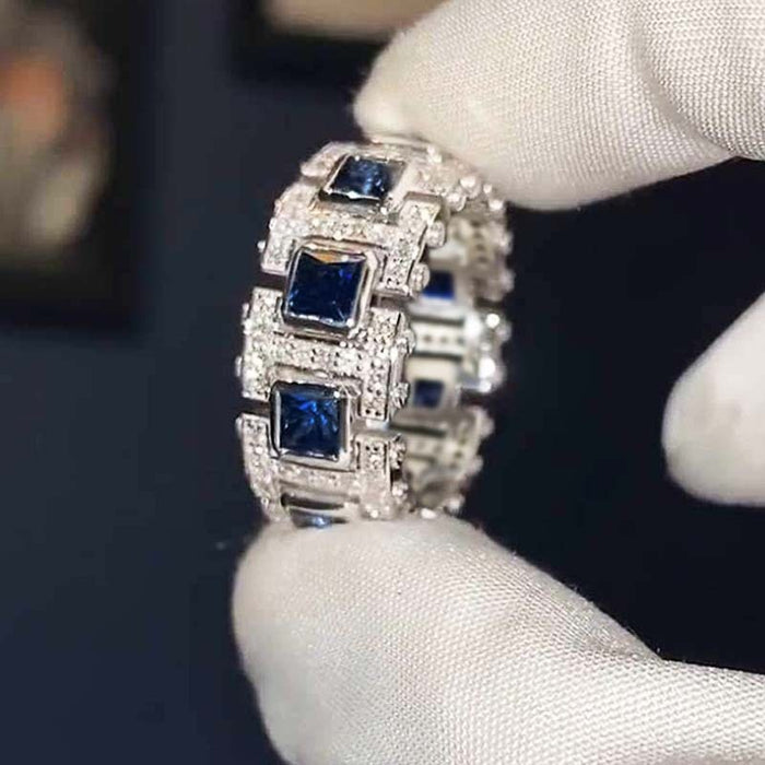 Women's Full Pave Geometric Ring, Light Luxury French Style Ladies Finger Jewelry