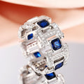 Women's Full Pave Geometric Ring, Light Luxury French Style Ladies Finger Jewelry view 2