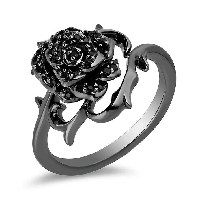 Dark Gothic Rose Thorn Ring For Women, Trendy Flower Finger Ring Sweet Cool Fashion Jewelry