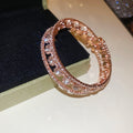 Luxury European American Copper Zircon Round Triple Layer Open Cuff Bangle Bracelet view 4