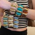 Ombre Acrylic Oval Spliced Geometric Bangle In European American Style For Women view 2