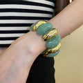 Ombre Acrylic Oval Spliced Geometric Bangle In European American Style For Women view 4