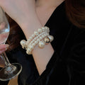 Pearl Twisted Multi Layer Open Bangle European American Elegant Women's Jewelry view 4