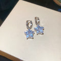 Sparkling Zircon Star Pendant Copper Drop Earrings, Light Luxury Minimalist Fashion Ear Jewelry view 4