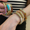 Acrylic Threaded Geometric Round Spliced Bangle European Style Statement Wrist Jewelry view 1