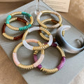 Acrylic Threaded Geometric Round Spliced Bangle European Style Statement Wrist Jewelry view 2