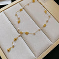 18K Gold Plated Irregular Faux Pearl Beaded Necklace, French Court Style Collarbone Jewelry view 2