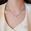 Light Luxury Faux Pearl Crystal Shell Beaded Oval Pendant Necklace For Women view 3