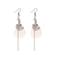 Crystal Flower Geometric Round Shell Tassel Drop Earrings For Women Light Luxury Style view 5