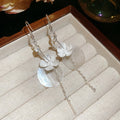 Crystal Flower Geometric Round Shell Tassel Drop Earrings For Women Light Luxury Style view 4