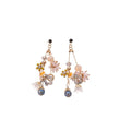 Silver Pin Geometric Round Crystal Flower Pendant Drop Earrings Light Luxury For Women view 5