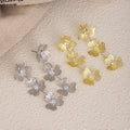Elegant Gold Hollow Clover Flower Tassel Alloy Zircon Rhinestone Luxury Women's Statement Drop Earrings view 2